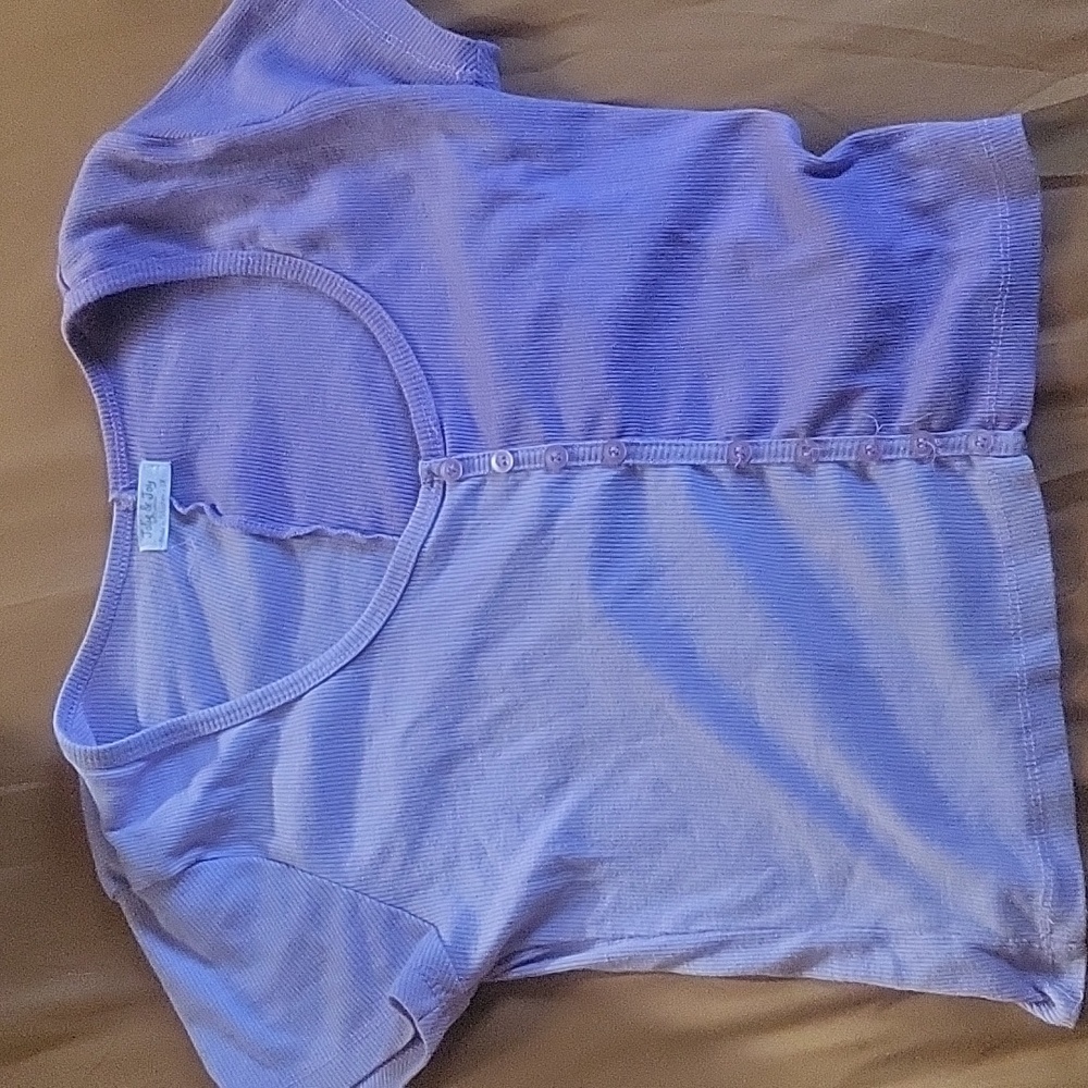 Half and half purple shirts